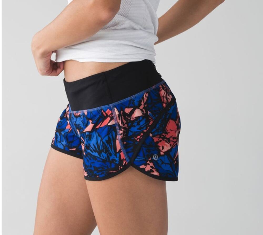 Lululemon  Speed Short Paint Storm Harbor Blue/Peach Black Size 8